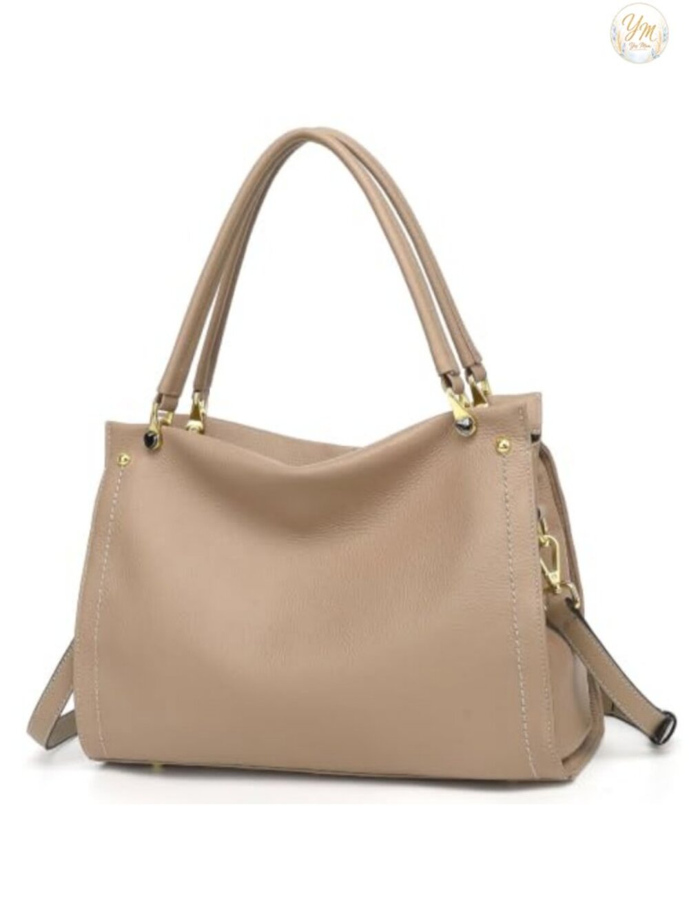 Genuine Leather Hobo Bag with Detachable Shoulder Strap